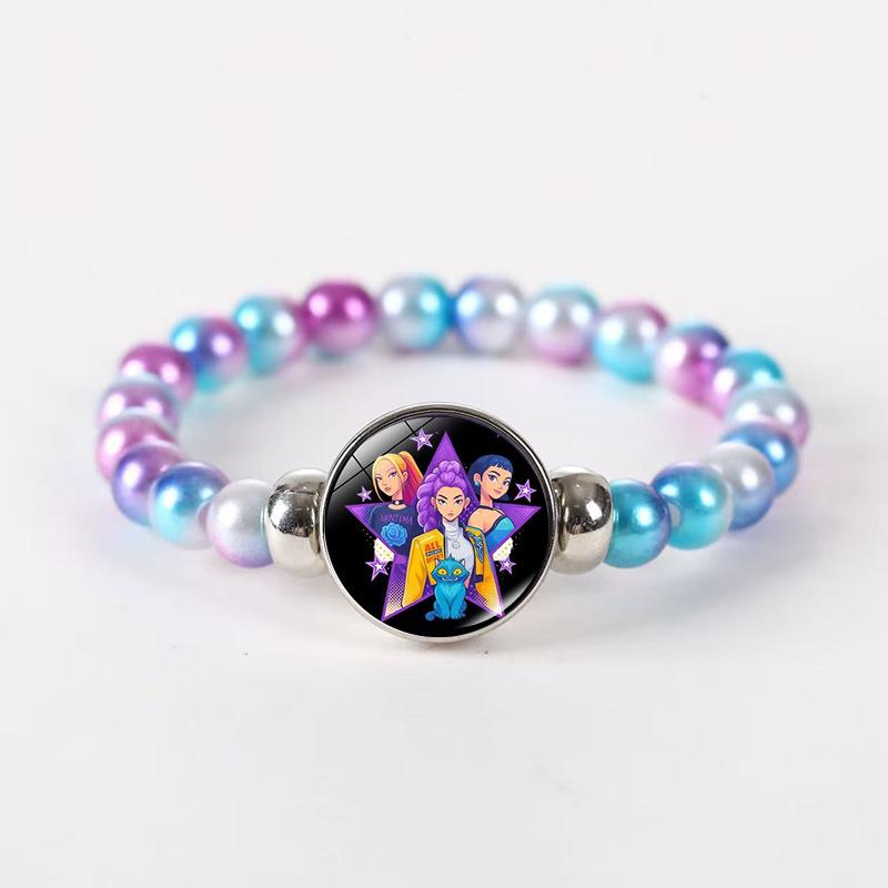 Ins Style Cartoon Beaded Bracelet, 2025 Spring New Glass Charm Jewelry, Unisex Handmade Gift for Travel Souvenir, 16+6cm Adjustable Chain