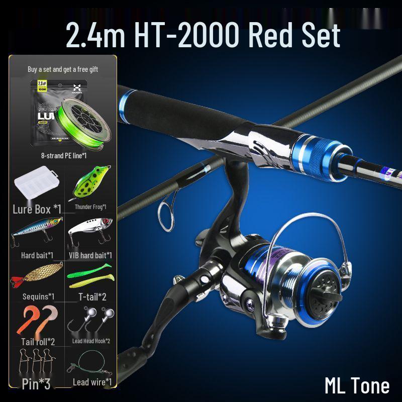 Hasda Carbon Fishing Rod & Reel Set - Straight Handle, Long Cast Metal Spinning Reel, Ideal for Beginners