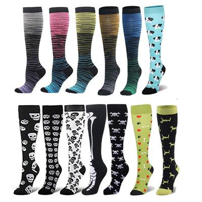 Kompressionsstrümpfe Herren Damen Laufen Streifen Punkte Liebe Krallen Sterne Sport Flug Nylon Krampfadern Knie Langstrümpfe