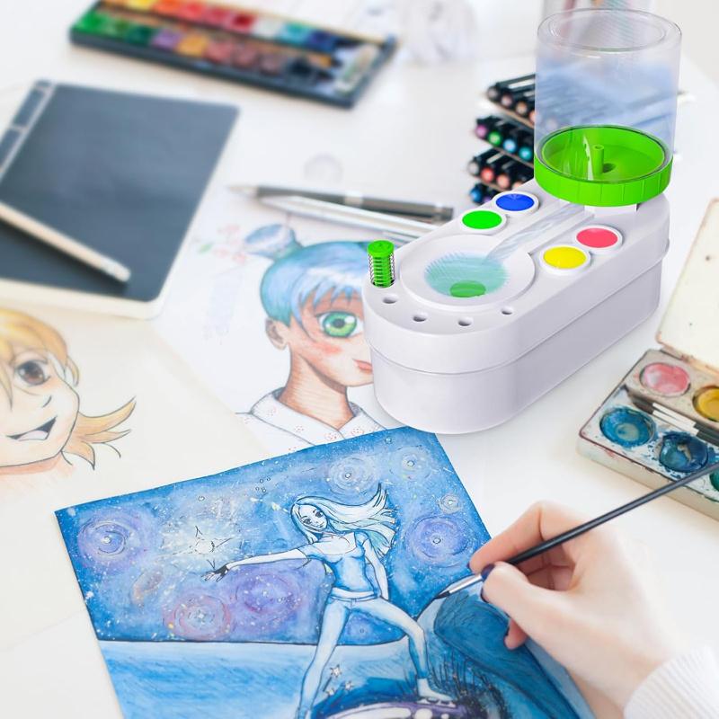 1PCS New Cleaning Bucket Art Tools Paint Brush Cleaner With Drain Button Automatic Water Circulation Paint Brush Cleaning Machine