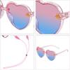 obmwang 2 PCS Kids Heart Shaped Sunglasses Cute Bee Glasses with Strap for Girls Boys Age 3-10 UV400 Protection Outdoor Beach