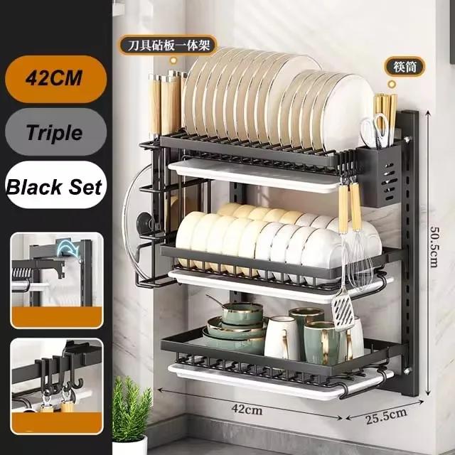 Wandgemonteerd Keuken Afwasrek Multifunctionele Keuken Organizer met Afdruiprek Bestek Opbergrek Eetgerei Afdruiprek