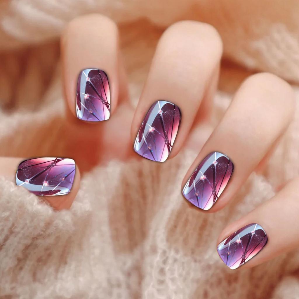 24pcs Nail Pieces Wearable Nails Ice Transparent False Nails 10ml