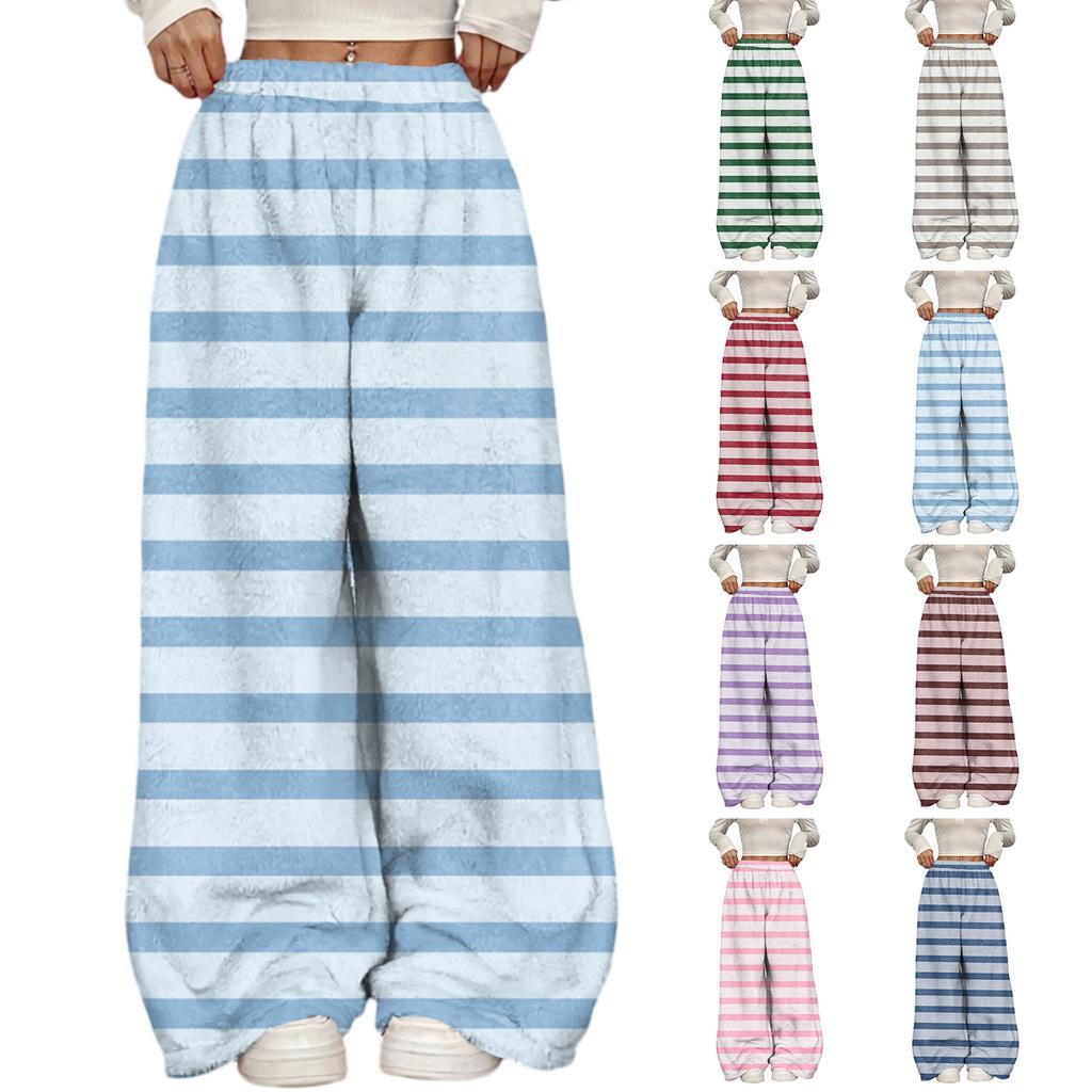Women's Casual And Fashionable Printed Elastic Waist Loose Wide Leg Pants