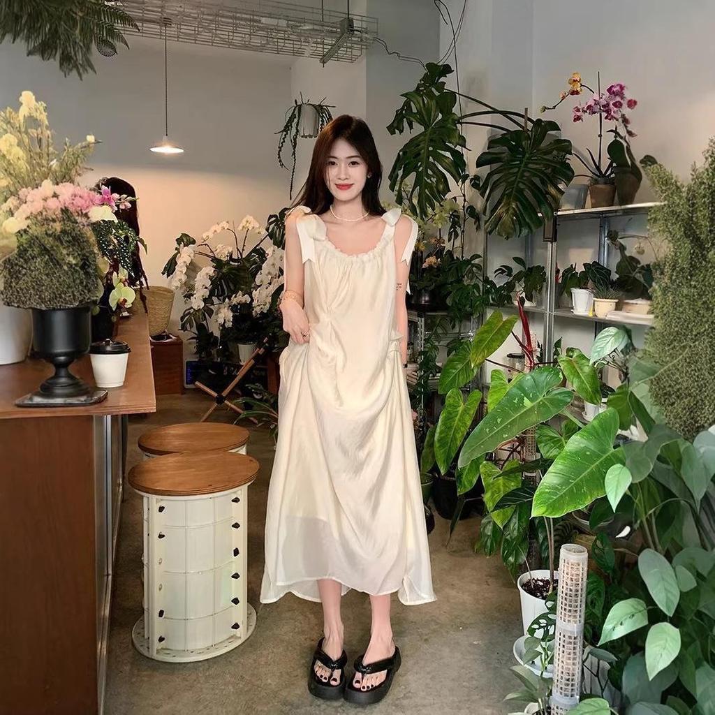 Fairy Summer Strappy Halter Dress: Casual Off-Shoulder Sleeveless Maxi Dress