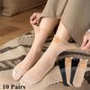 1/5/10 Paar Damensocken für den Sommer, ultradünn, mit breiter Öffnung, hohe Elastizität, atmungsaktiv, nahtlos