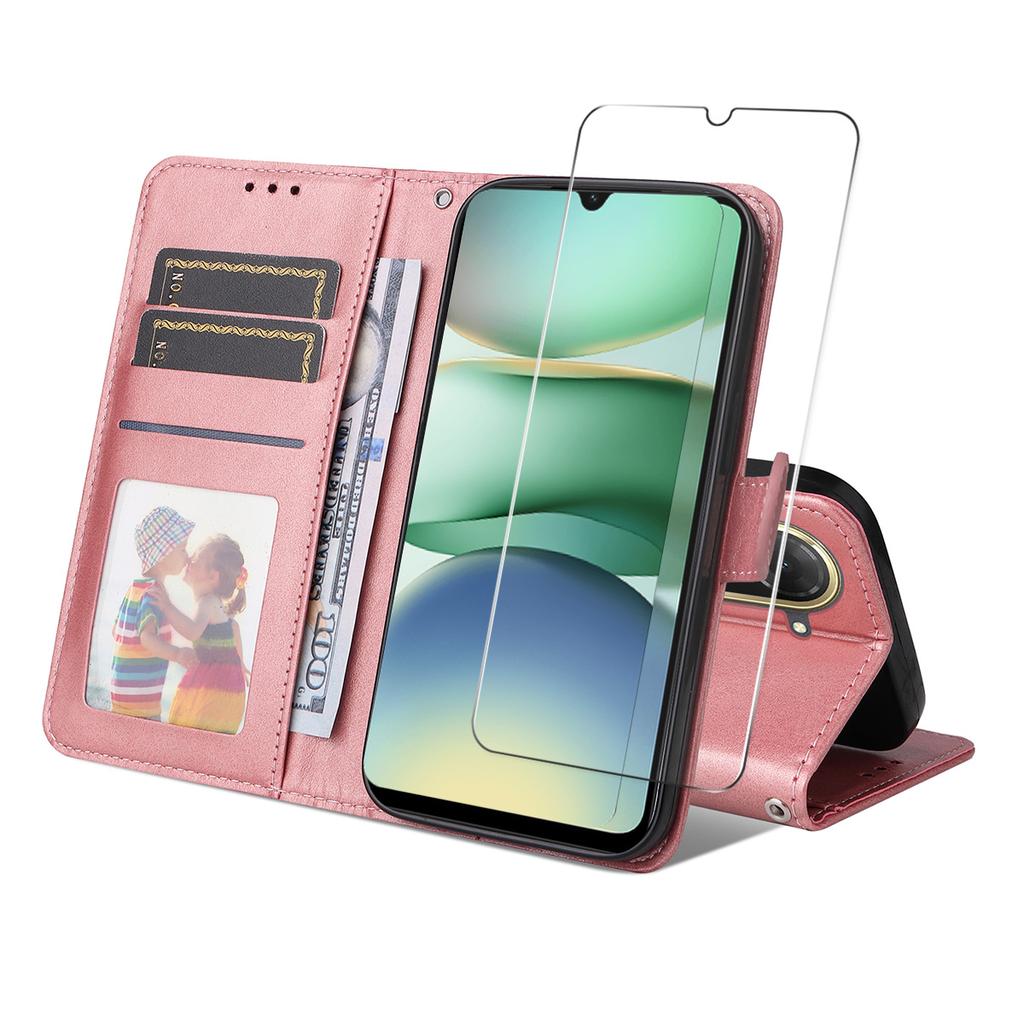 For Xiaomi Redmi A5 4G (171.7*77.8*8.3mm) PU Leather Wallet Case ENKAY HAT PRINCE Phone Stand Cover with Tempered Glass