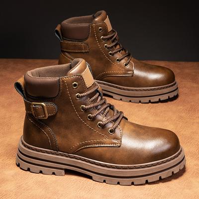 Fashion High Quality Men Comfy Classic Motorcycle Boots British Style Ankle Boots Fashion Outdoor Round Toe Boots High-top Casual Shoes
