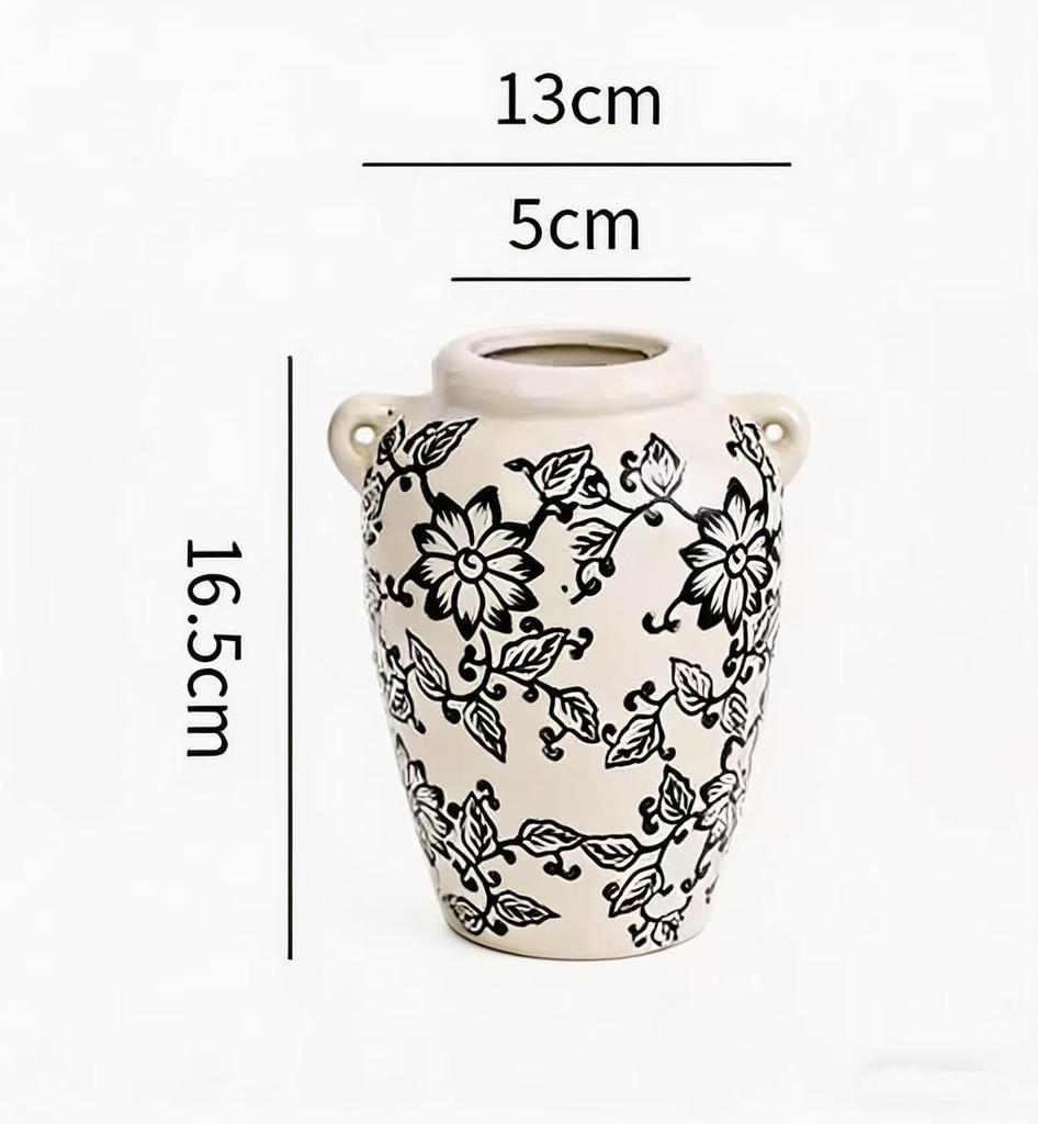 Blue & White Retro Porcelain Vase for Living Room Decor – Ideal for Fresh or Dried Flowers