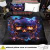 3pcs Black Bedding Set Gothic Colorful Skull Butterfly Printed Soft Duvet Cover King Queen Twin Size Birthday Gift Bedroom Decor