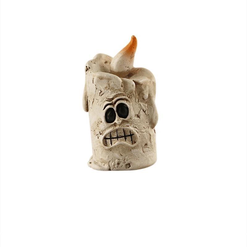 1PC Halloween Decorations Gothic Skull Ghost Candle Resin Figurine, Halloween Statue for Indoor Haunted House Halloween Party Decoration