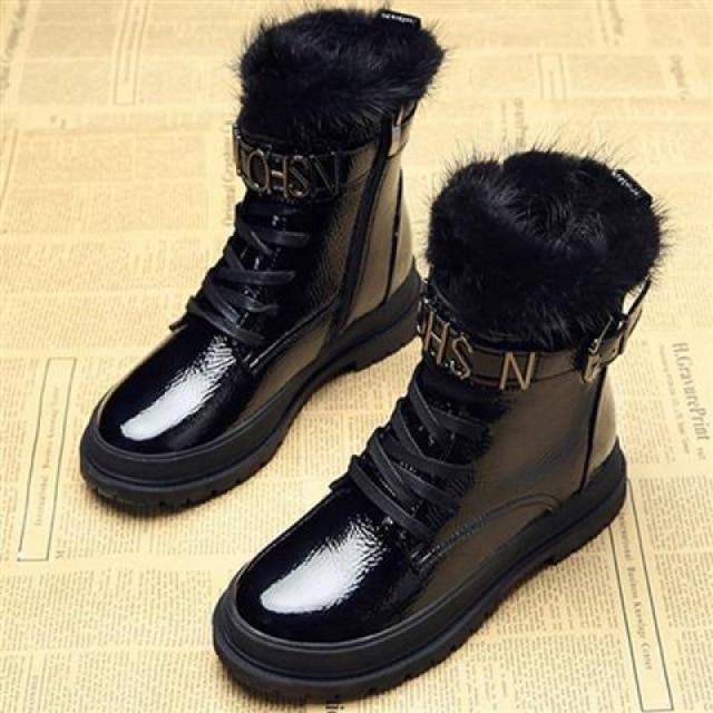 Botas de nieve de cuero impermeables Botas cortas de mujer Pelo de visón  Mujeres Largo felpa Zapatos cálidos Plataformas Tacón Calzado hebilla Negro  comprar a buen precio — entrega gratuita, reseñas reales