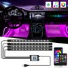 Luz Ambiental LED de Neón 36 48 72 para Interior de Coche, Luz para Pies, Control Remoto Inalámbrico, APP de Música, Lámpara Decorativa de Atmósfera RGB Automática