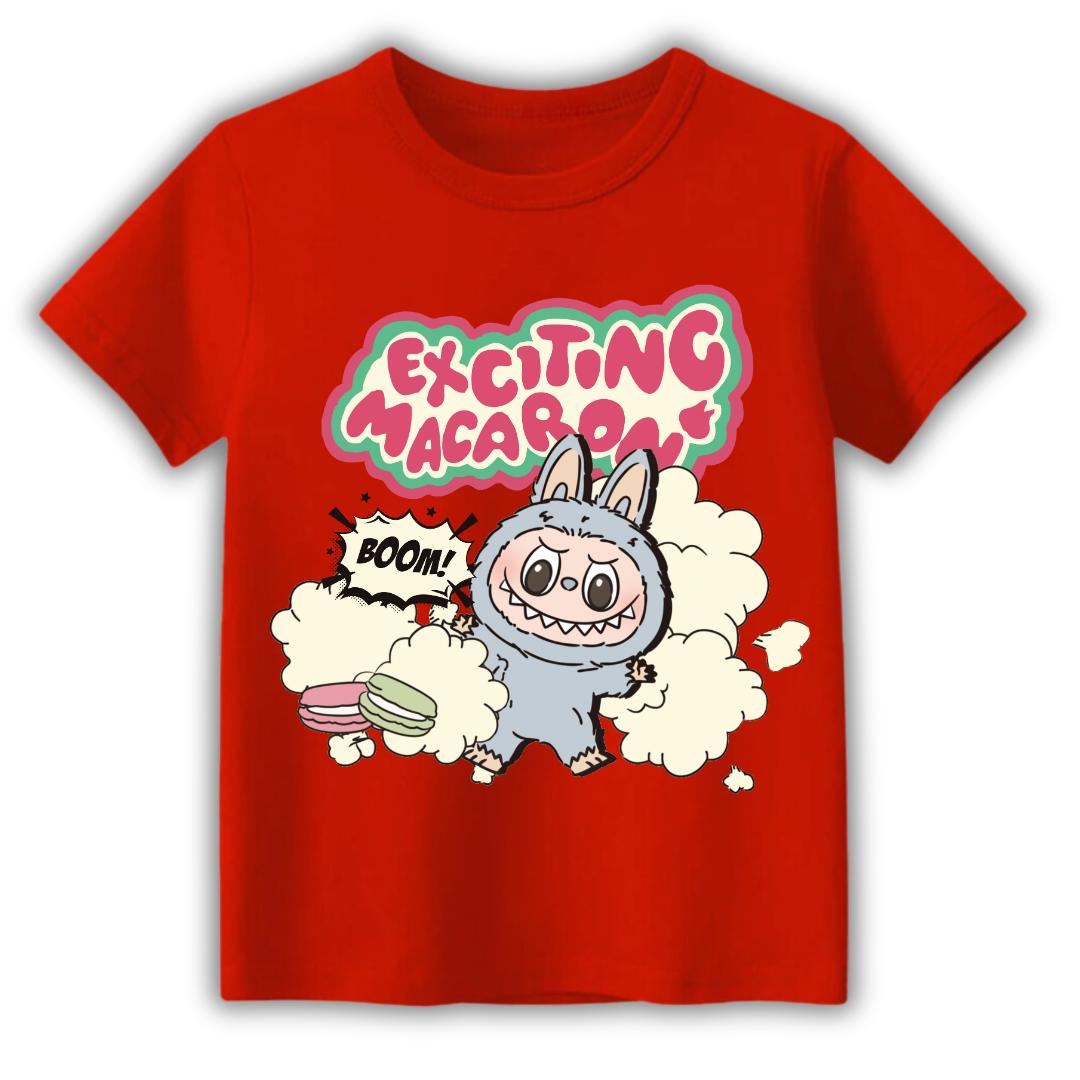 

2025 Popular Children s Clothing Short Sleeved BOOM LABUBU Cute Round Neck T-shirt Cartoon Style Girl s Top 100