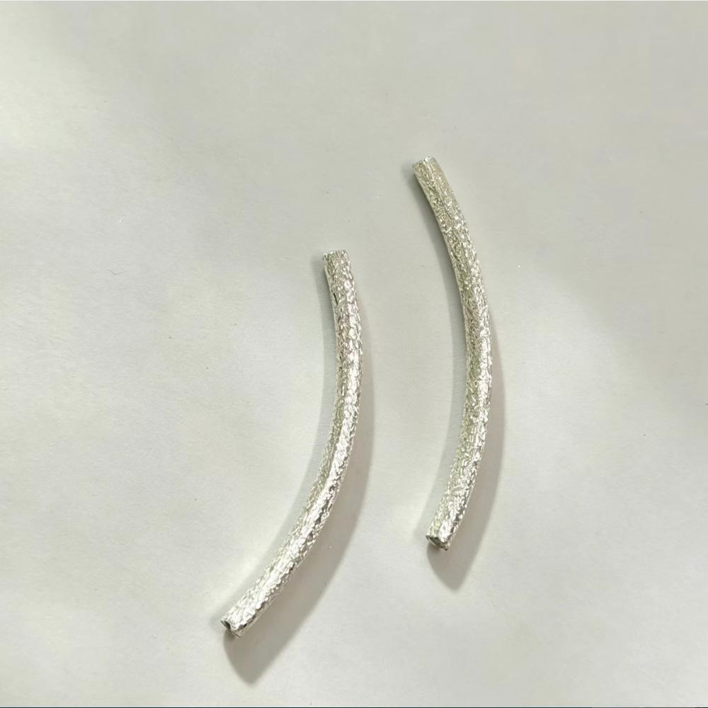 Handmade 925 Silver Curved Tube Beads for Stringing Bracelets
