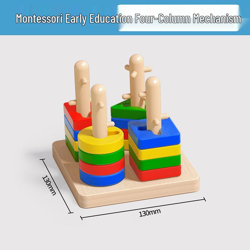 Montessori Stacking Rings: Geometric Shape Puzzle for Early Childhood Development (Ages 0-3)