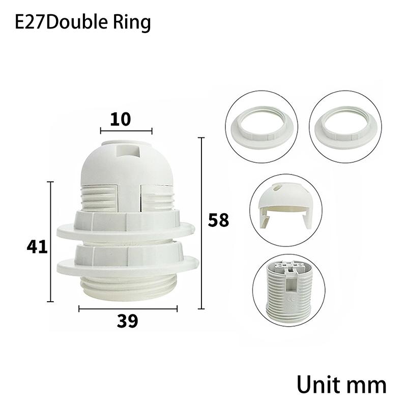 250V 4A E27 Light Bulb Base Plastic Full Screw Lamp Holder Pendant Socket Lampshade Ring for E27 Light Bulb White Black 1PC