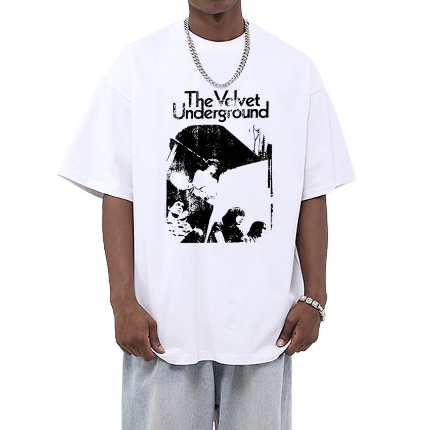 Vintage The Velvet Underground Hip Hop Rock Streetwear T Shirt Men Women Trend Oversized Short Sleeve T-shirts Unisex Cotton Top