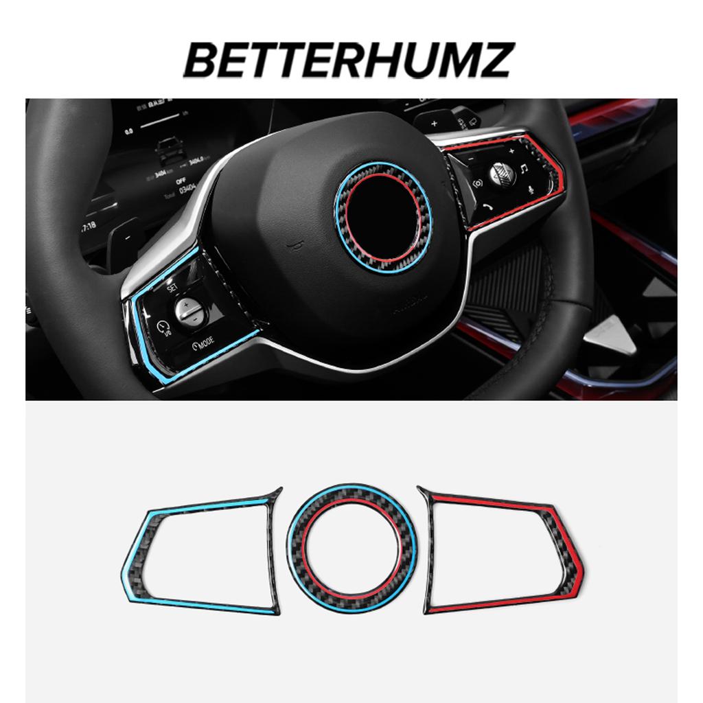 For BMW X3 G45 G48 2025- Carbon Fiber Steering Wheel Button Frame Sticker Emblem Trim Ring Car Interior Decor Accessories FW6