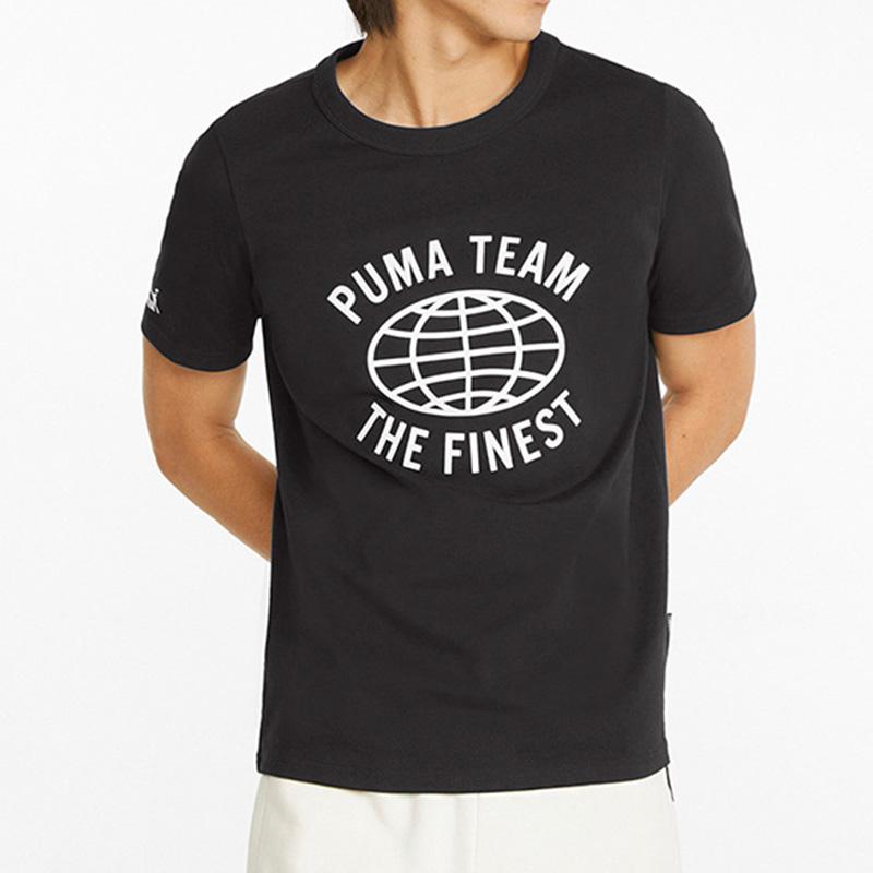 Puma Team Graphic Print Casual Crew Neck Short Sleeve T-Shirt Men Tops Black 536956-01