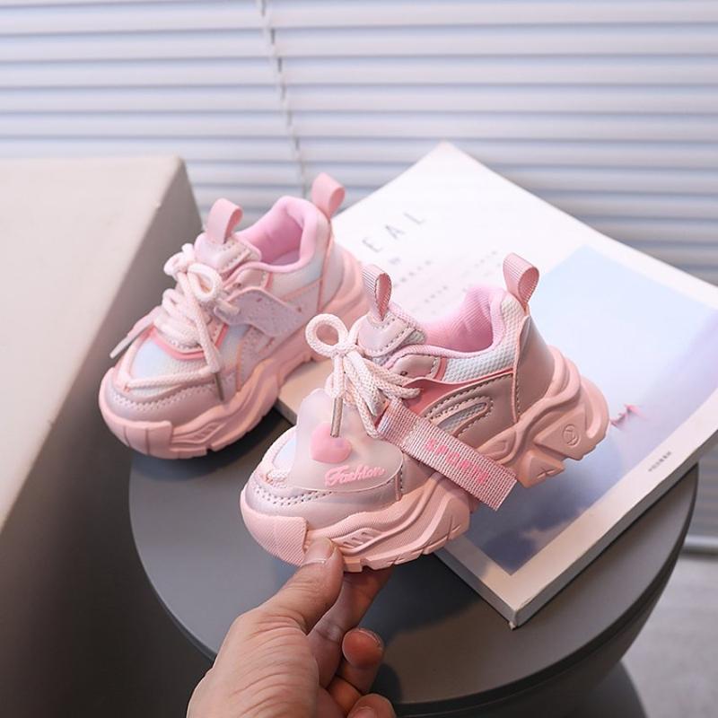 Girls' Sports Shoe 2024 Spring and Autumn New Children's Dad Shoes   Mesh shoes boy's Versatile Little White Shoes