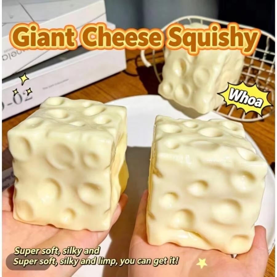 Giant Cheese Squishy Stress Ball Extra Large Squeeze Adhd Toy Slow Rebound Fidget Toy Shapeable Asmr Sensory Venting Ball Gift