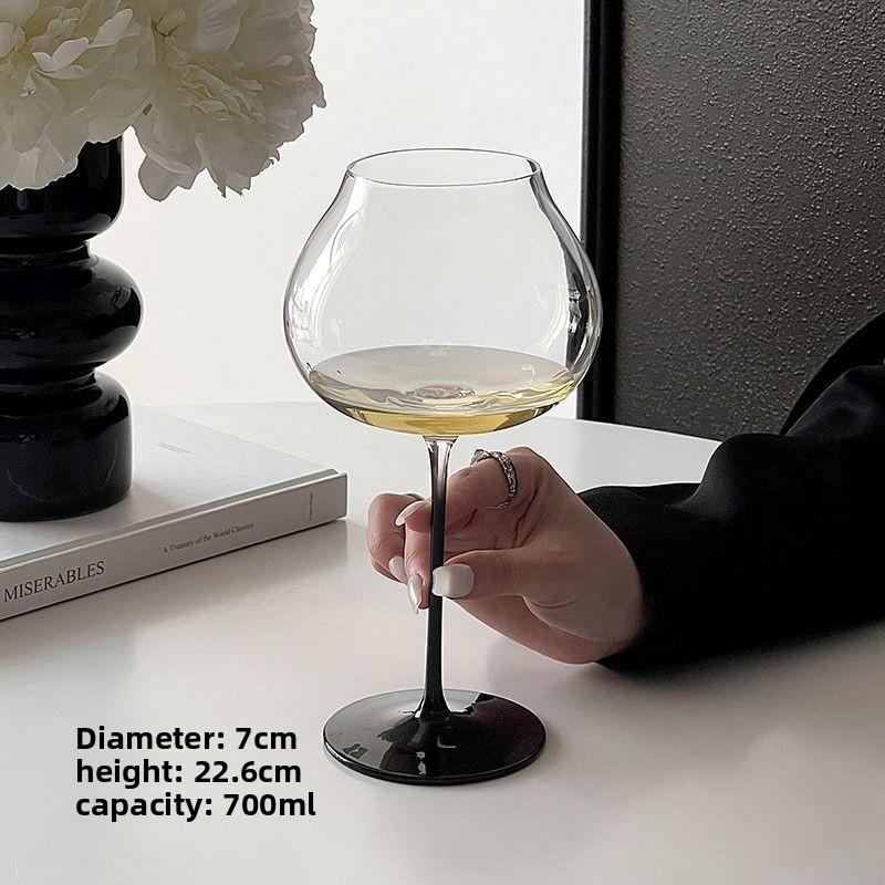 Французский ЛюксЧерный Стебель Большой Бокал Шампанского Ультратонкий Хрустальный Бокал для Вина для Домашнего Бара Винтажный Набор для Десерта Тостов Вечеринки 601-700ml