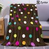Multicolor Polka Dot Cartoon Anime Print Flannel Blanket Soft Warm Throw for Kids Bedroom Sofa Bed Christmas Office Car