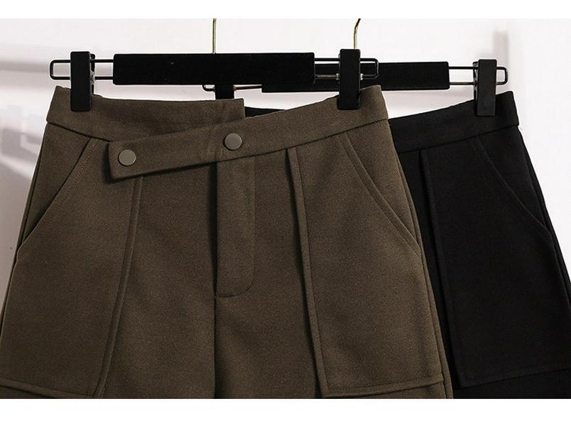 Women's Woolen Bootcut Shorts – Autumn/Winter 2025 Collection, European Style, Wide Leg, Plus Size, Hot Selling