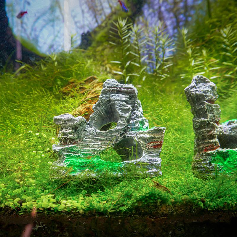 Fischtank- und Aquariendekoration, Kunstharz, Steingarten, Wassergras, Simulation einer Mikrolandschaft, Heimhandwerk und Ornamente