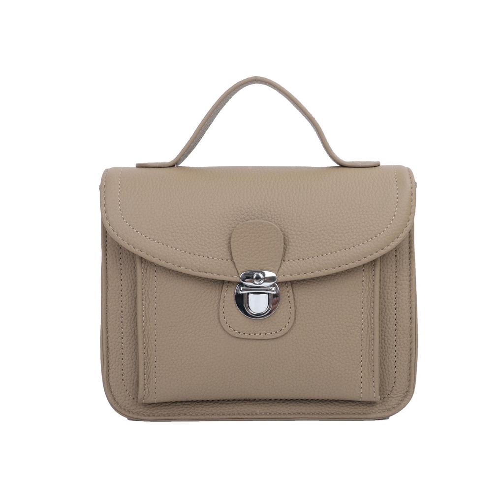 Women's Genuine Leather Cowhide Handbag - Simple, Solid Color, Handmade Messenger Bag