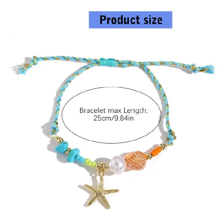 Keramik-Meerestier-Anhänger, geflochtenes Armband, verstellbares Seildesign mit Seestern- und Muschel-Charm, lässiger Schmuck