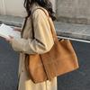 Vintage Suede Tote Bag for Women Large Capacity Casual Shoulder Bag Retro Cross Quilting Soft Hobo Handbag for Daily Commute Work Shopping Travel