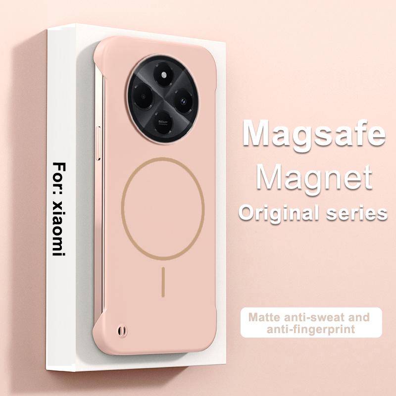 Ultra Thin Frameless Magnetic Case For Redmi 14C Magsafe Wireless Charging Hard PC Matte Shockproof Cover For POCO C75 Shell