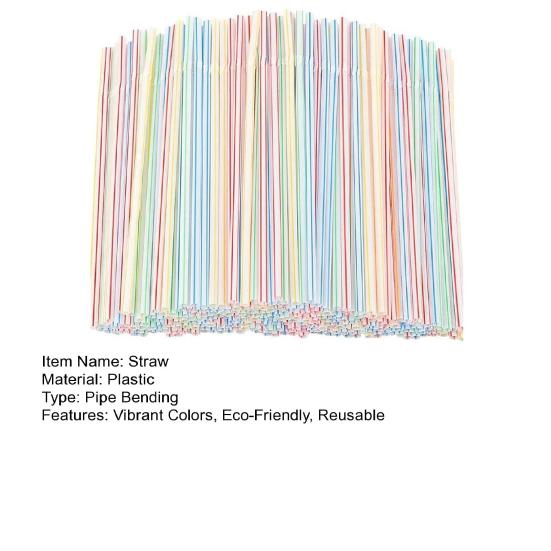 1000Pcs Plastic Drinking Straws Eco-friendly BPA-free Reusable Straws Colorful Party Drink Straws for Beverages Cola Soy Milk