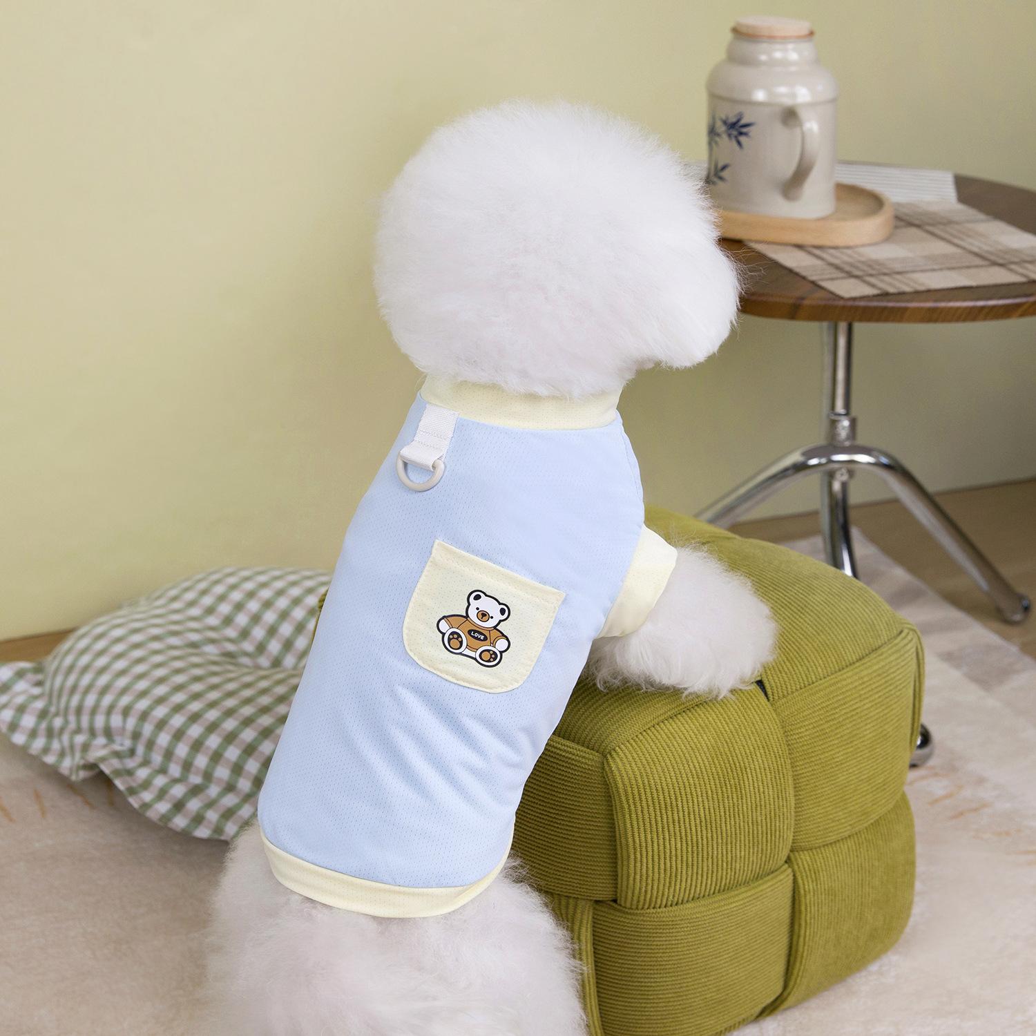 

Летняя классная одежда для собак, новый жилет для собак, дышащий жилет, футболка, костюм для собак-бульдогов, футболка для собак, одежда для домашних животных на открытом воздухе M синий