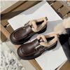 Fashionable British Style Plush Warm Loafers for Women Winter New Waterproof Garden Shoes Round Toe Thick Sole Low-top Shoes