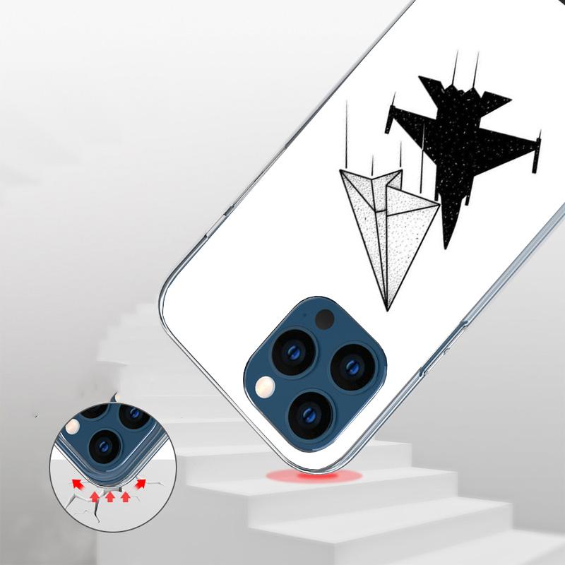 Paper Plane Airplane Fly Cover Phone Case For iPhone 16 17 Air 15 14 Pro Max 16E Phone Case 13 Mini 12 11 7 SE 8 Print Pattern F