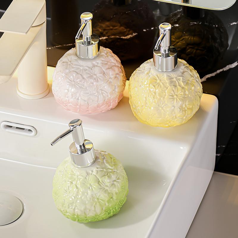 400ml Soap Dispenser Ceramic Lotion Bottle Household Toilet Washstand Shampoo Shower Gel Press Type Split Bottle Cup Dispenser