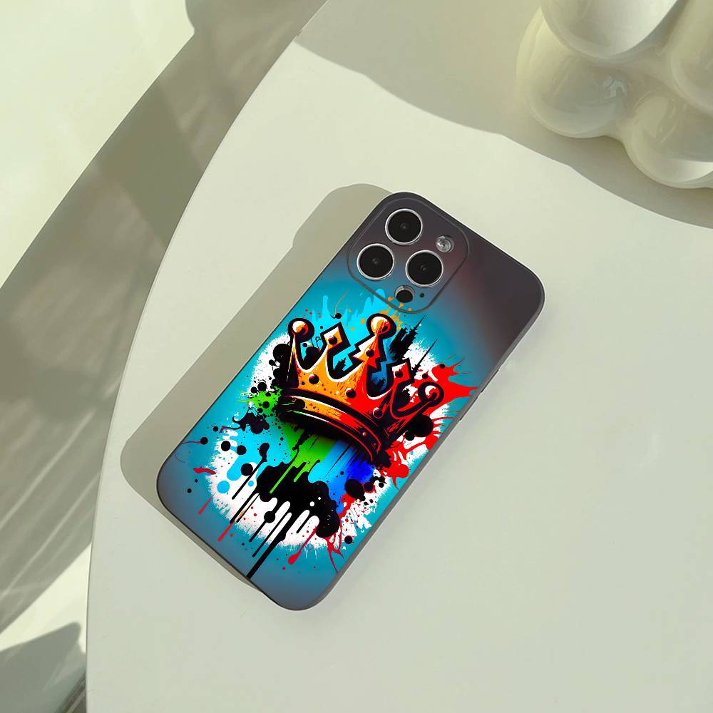 

Cool -Colorful Graffiti Phone Case For iPhone 17,16,15,14,13,12,11 Pro Max,16Plus,XS Soft Black Cover iPhone16