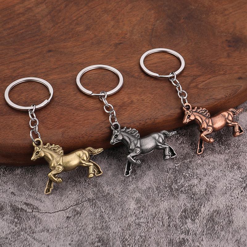 The Year Of The Horse Metal Keychain Personalized Creative Car Keyring Mascot Pony Pendant Backpack Hanging Gift