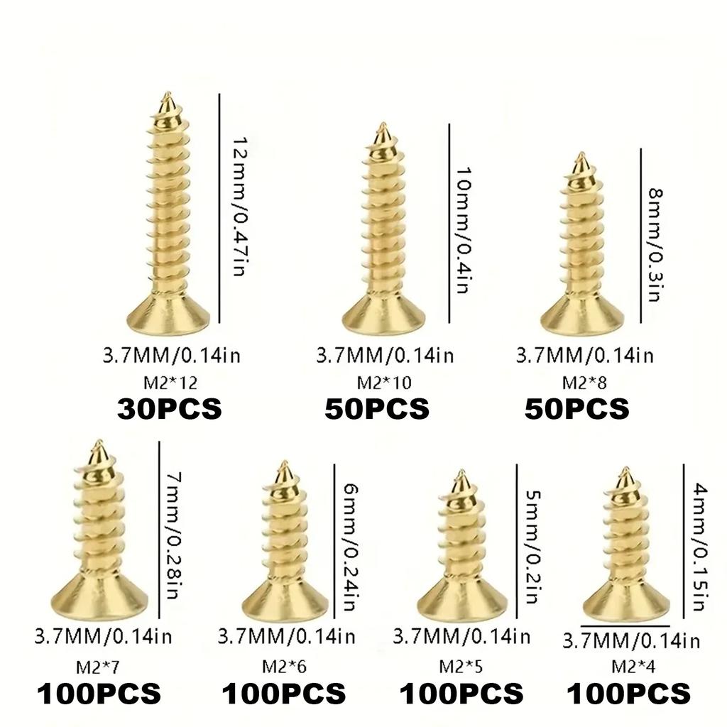 530pcs M2 Self-Tapping Screws Combo Kit With Locknuts And Wood Screws - Perfect For DIY Projects And Professional Use