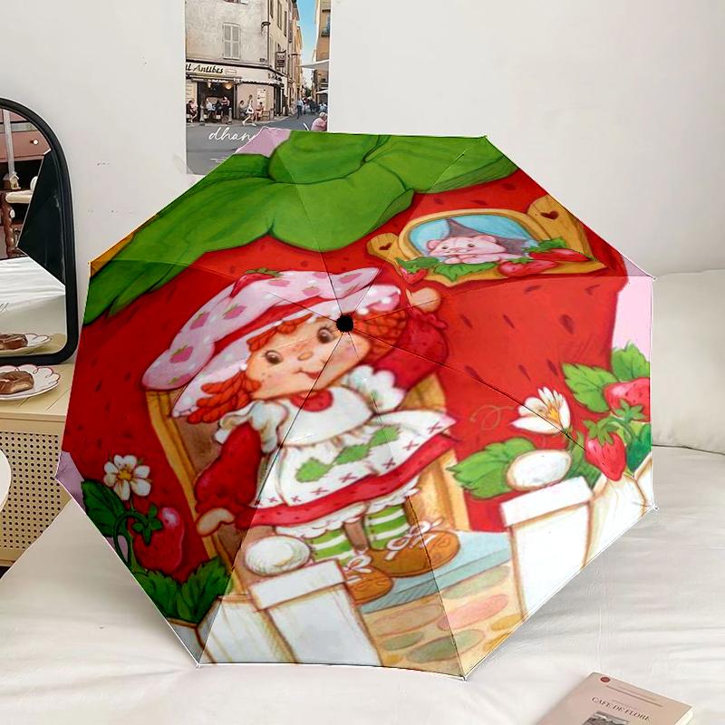 Strawberry Hat And Cat Umbrella 8-Frame for Travel, camping, Casual Lightweight Portable Umbrella, Essential for every family Holidays Gift