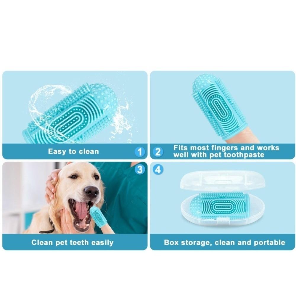 4pcs/set Silicone Pet Finger Cots Colorful Soft Dog Finger Toothbrush Comfortable Bite Resistant Pet Toothbrushes
