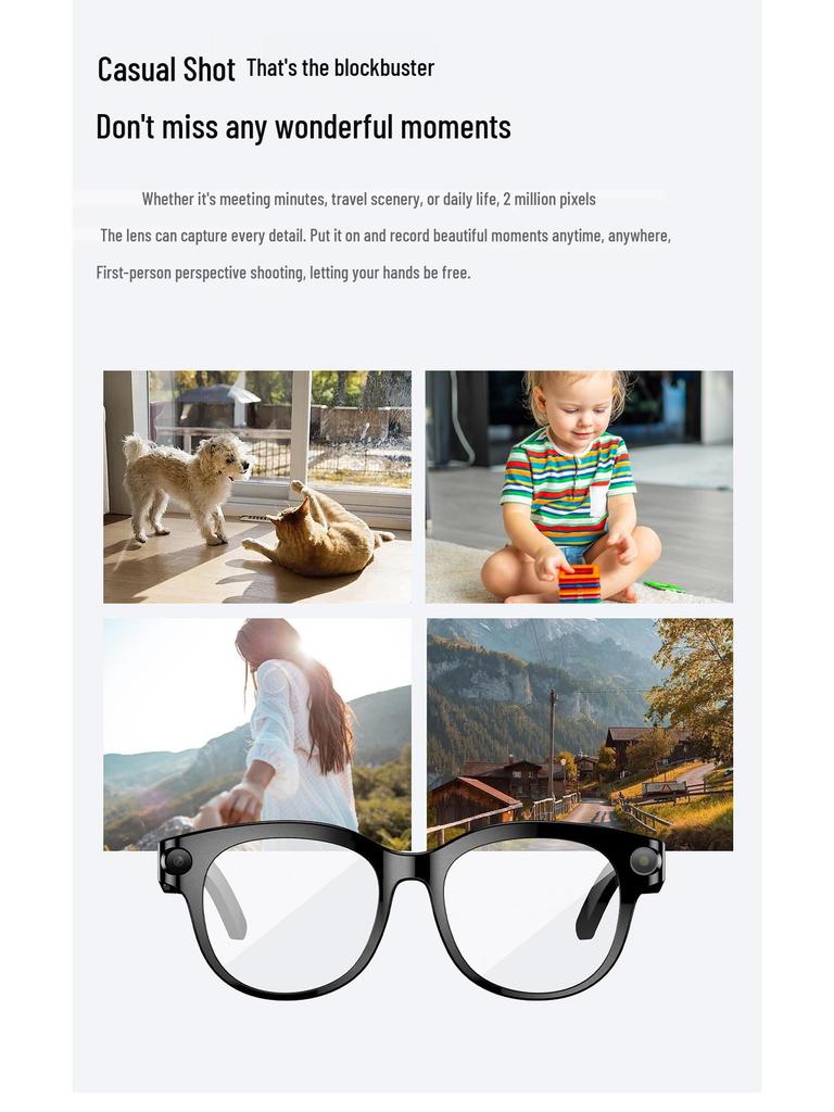 M89 Bluetooth Smart Glasses with 200W HD Camera, Image Recognition, Object Identification, and AI Translation.