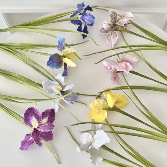 26" Artificial Iris Flower Flower Bouquet with Real Touch Fake Long Stem