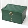 Luxury Three-Layer Leather Jewelry Box with Lock & Drawer for Earrings