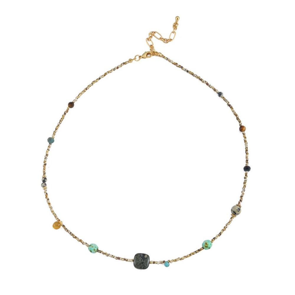 Vintage Natural Stone Beaded Layered Sweater Chain Necklace