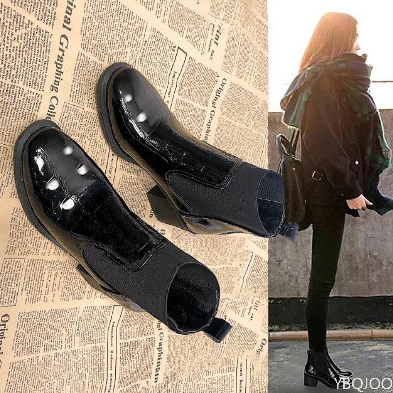Fashion Autumn Winter New Collection Women Round Toe Low Heel Boots Black Simple comfortable versatile Ankle Boots Non-slip Shoes