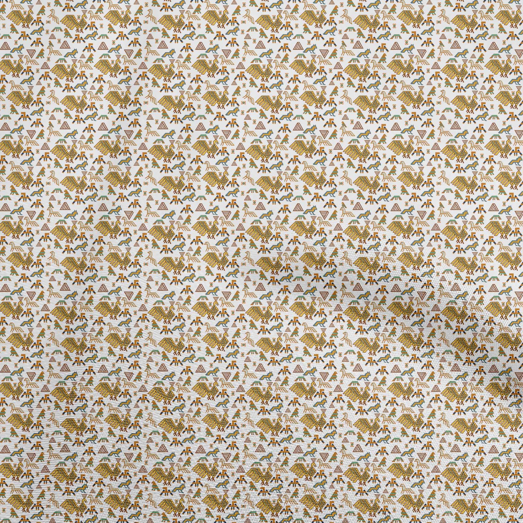 

OneOone Cotton Flex Brown Fabric Asian Kilim Quilting Material Print Швейна тканина у дворі 40 дюймів 42 Inch Wide - Viscose Chiffon білий